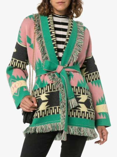 Shop Alanui Geometric Jacquard Cashmere Cardigan In Multicolour