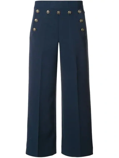 Shop Tory Burch Cropped Sailor Trousers In Blue