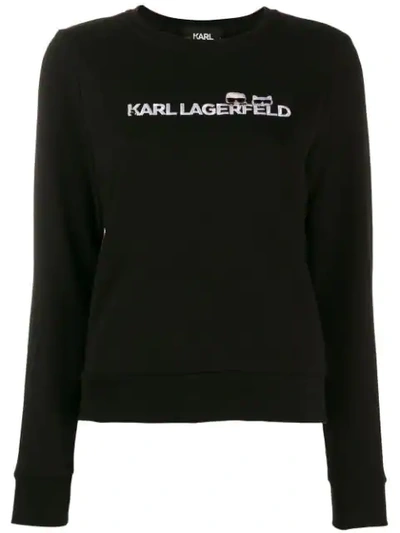 Shop Karl Lagerfeld Ikonik Logo Sweatshirt In Black