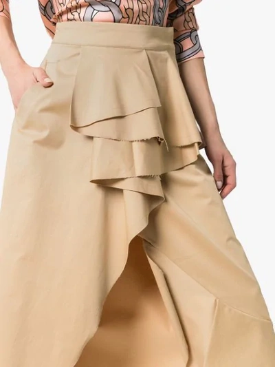 Shop Johanna Ortiz Frou Frou Cotton-blend Ruffled Wrap Skirt In Neutrals