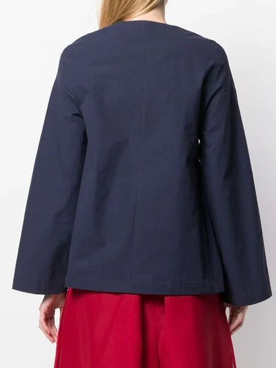 Shop Sara Lanzi Fitted Peplum Jacket In Navy