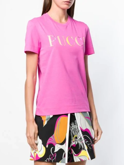 Shop Emilio Pucci Pink Guanabana Print Logo T-shirt