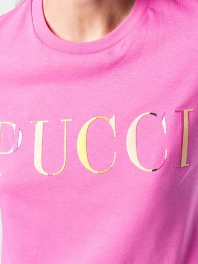 Shop Emilio Pucci Pink Guanabana Print Logo T-shirt