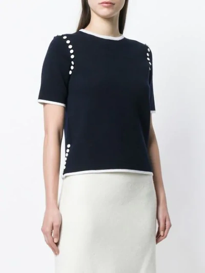 Shop Thom Browne Bridal Button Merino Tee In Blue