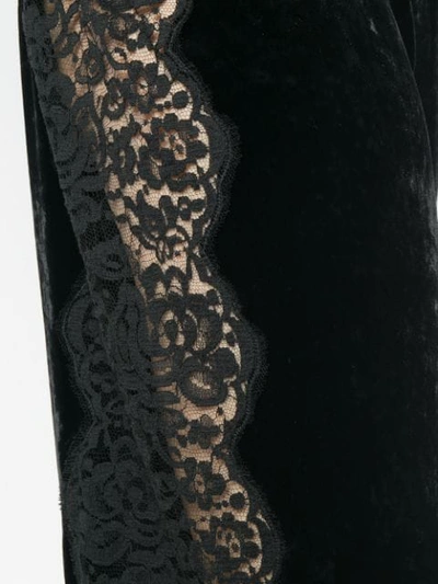 Shop Stella Mccartney Lace Insert Velvet Hareem Pants In Black