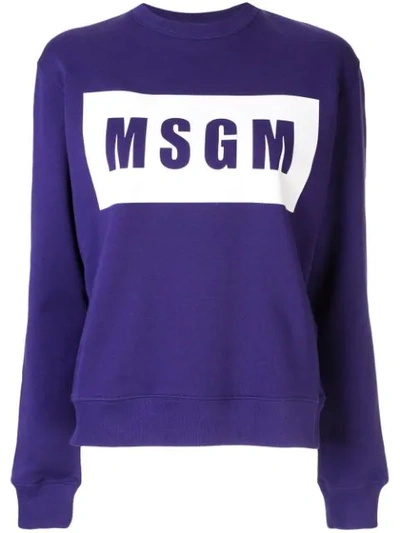 Shop Msgm Crewneck Sweatshirt In Purple