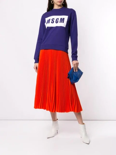 Shop Msgm Crewneck Sweatshirt In Purple