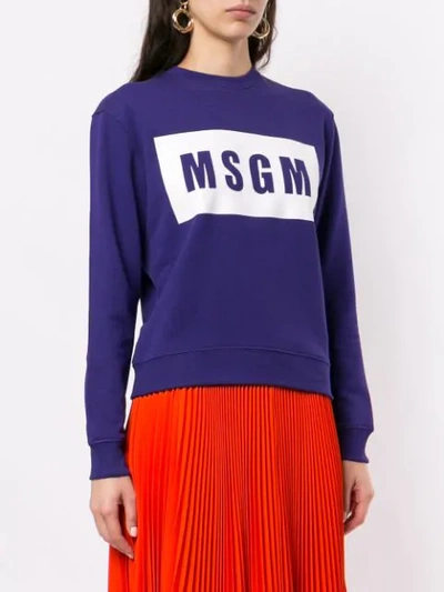 Shop Msgm Crewneck Sweatshirt In Purple