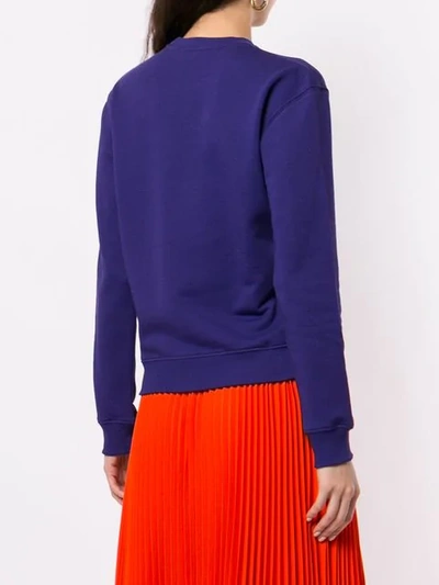 Shop Msgm Crewneck Sweatshirt In Purple