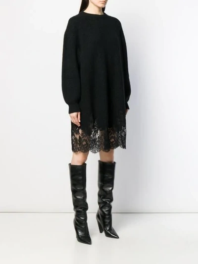 Shop Givenchy Lace Hem Sweater Dress In 001 Black