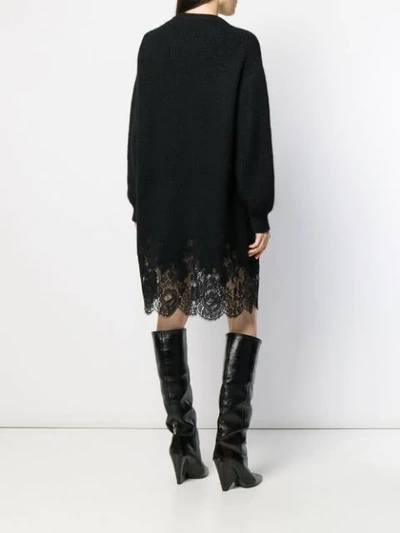 Shop Givenchy Lace Hem Sweater Dress In 001 Black