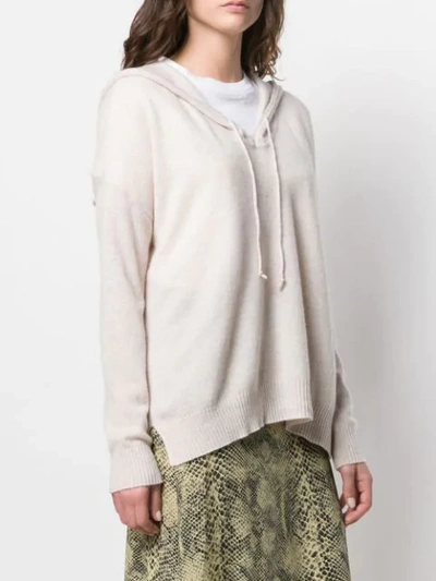 Shop N•peal Knitted Hoodie In Neutrals