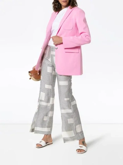 Shop Joseph Heston Button-down Cotton Blend Blazer Jacket In  Pink