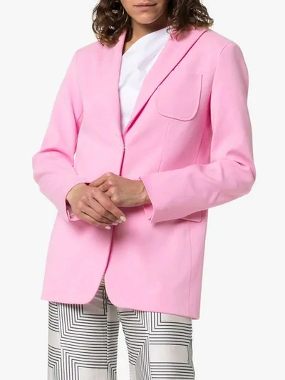 Shop Joseph Heston Button-down Cotton Blend Blazer Jacket In  Pink