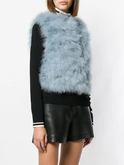 Shop Red Valentino Marabou Cropped Gilet In Blue