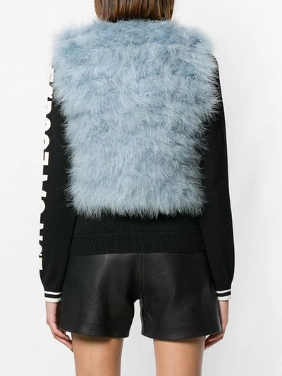 Shop Red Valentino Marabou Cropped Gilet In Blue