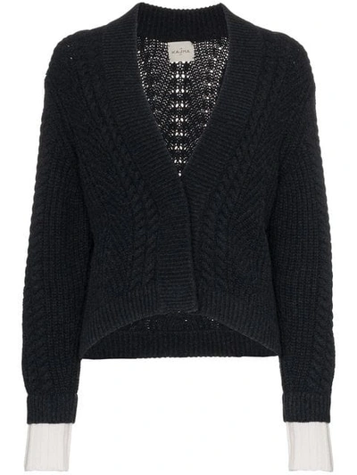 Shop Le Kasha France Cropped Cable Knit Cardigan In Blue