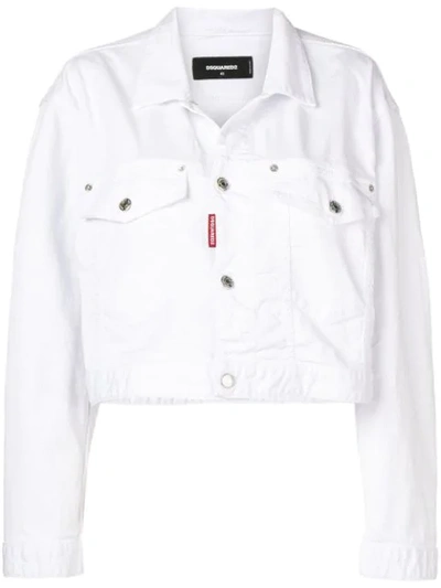 Shop Dsquared2 Cropped-jeansjacke In White