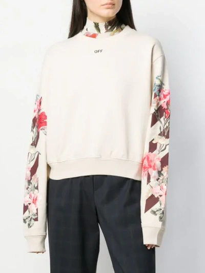 Shop Off-white Floral Sweatshirt In Neutrals