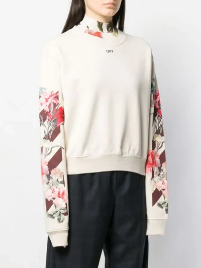 Shop Off-white Floral Sweatshirt In Neutrals