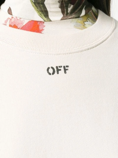 Shop Off-white Floral Sweatshirt In Neutrals