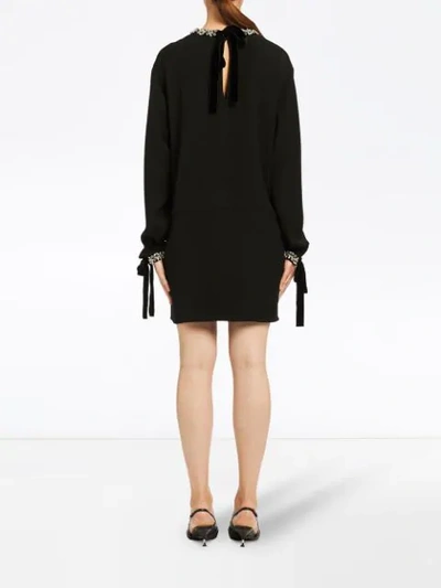 Shop Prada Embellished Shift Dress In Black