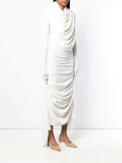 Shop A.w.a.k.e. Gloved Draped Detail Dress In White