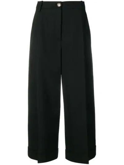 Shop Valentino Cropped Palazzo Pants In Black