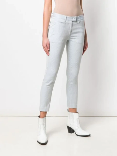 Shop Dondup Striped Tailored Cropped Trousers In White