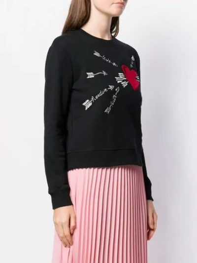 Shop Red Valentino Red(v) Embroidered Love Heart Sweater In Black