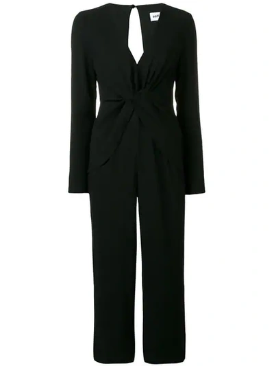 Shop Self-portrait Knot Front Jumpsuit In Black