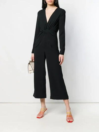 Shop Self-portrait Knot Front Jumpsuit In Black