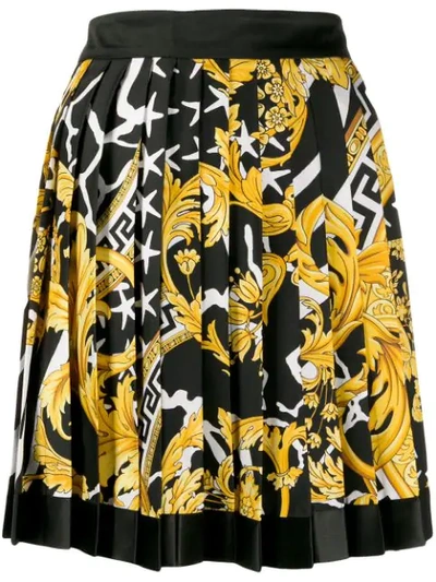 Shop Versace Barocco Print Skirt In Black