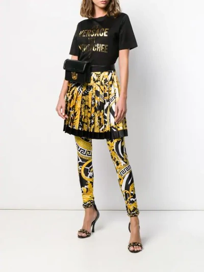 Shop Versace Barocco Print Skirt In Black