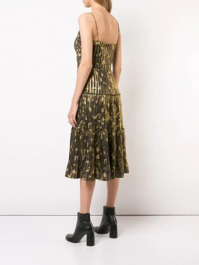 Shop Nicole Miller Camouflage Pleated Midi Dress In Brown