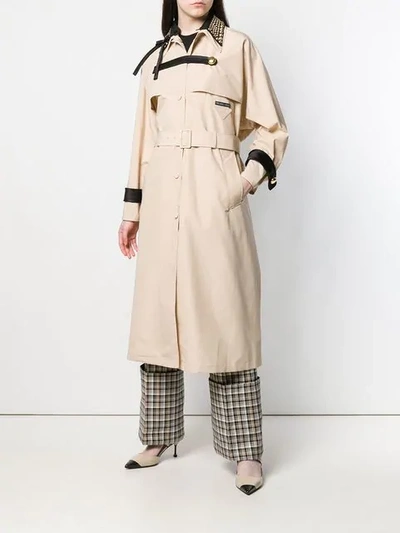 PRADA STUDDED COLLAR TRENCH COAT - 大地色