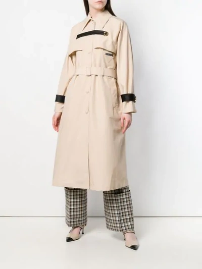 PRADA STUDDED COLLAR TRENCH COAT - 大地色