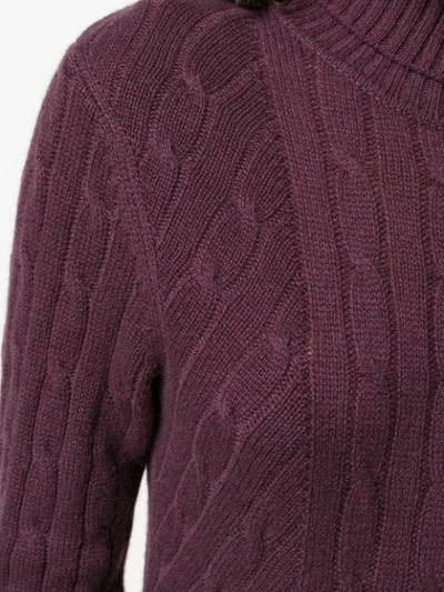Shop N•peal Cable Knit Roll Neck Sweater In Pink