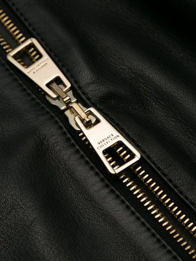Shop Versace Collection Studded Biker Jacket - Black