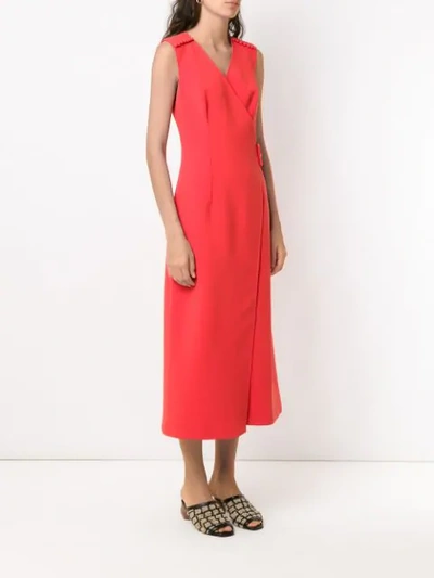 Shop Framed Midi Wrap Dress In Vermelho