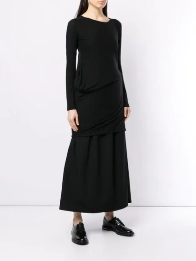 Shop Yohji Yamamoto Ruched Long Sweatshirt - Black