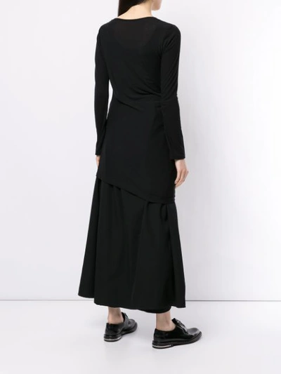 YOHJI YAMAMOTO RUCHED LONG SWEATSHIRT - 黑色