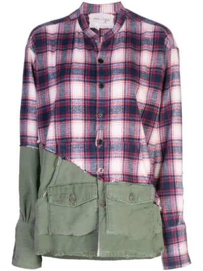 GREG LAUREN CHECK PANEL SHIRT - 多色