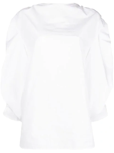 Shop Jil Sander Gathered Sleeve Poplin Shirt In White