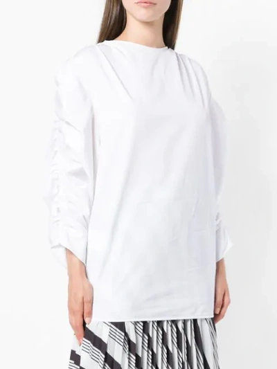 Shop Jil Sander Gathered Sleeve Poplin Shirt In White