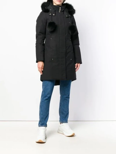 MOOSE KNUCKLES ZIPPED FUR-TRIM COAT - 黑色