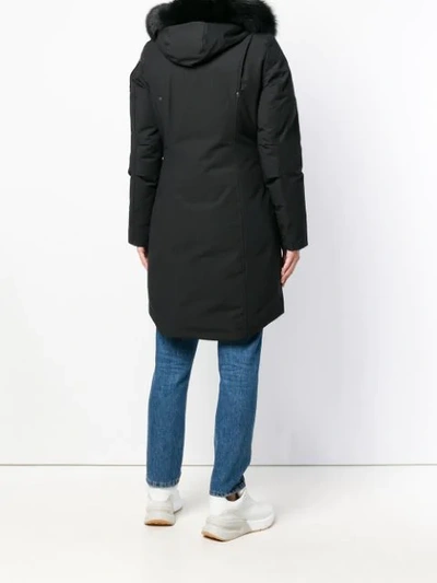 Shop Moose Knuckles Zipped Fur-trim Coat In Black