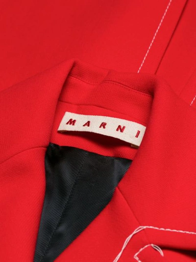 Shop Marni Contrast Stitching Peacoat - Red