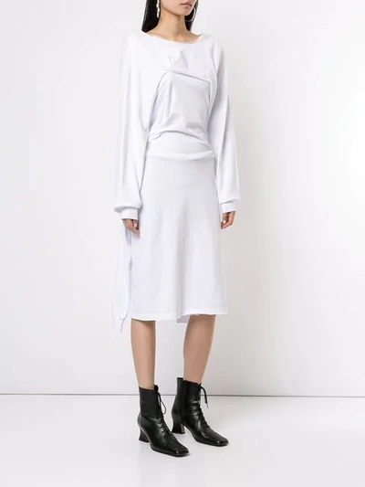 Shop Aganovich Draped Midi Dress In White