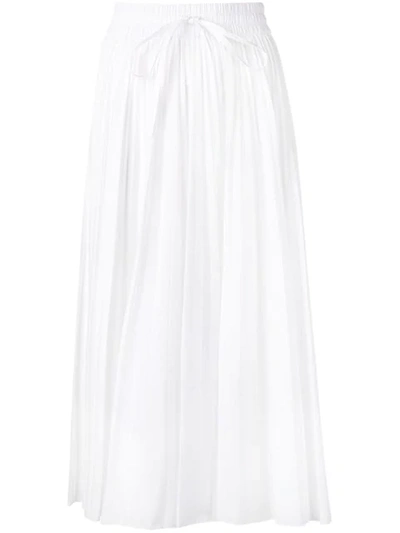 Shop Red Valentino Pleated Midi Skirt In White